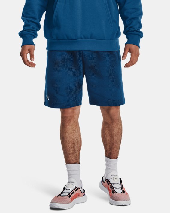 Shorts UA Rival Fleece Printed para hombre, Blue, pdpMainDesktop image number 0